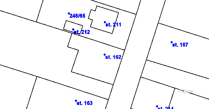 Parcela st. 162 v KÚ Žlunice, Katastrální mapa