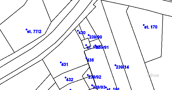 Parcela st. 192 v KÚ Žlunice, Katastrální mapa