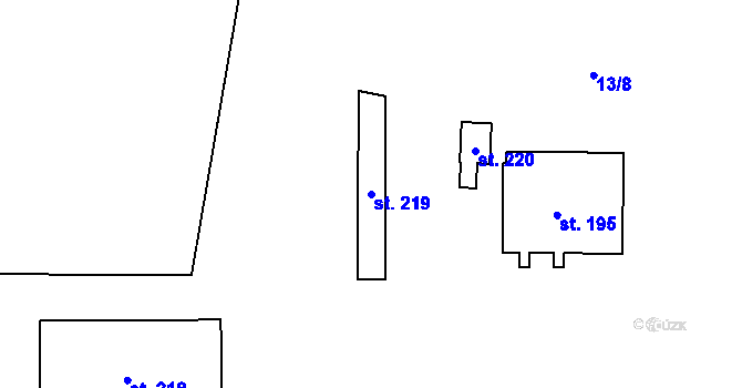 Parcela st. 219 v KÚ Žlunice, Katastrální mapa