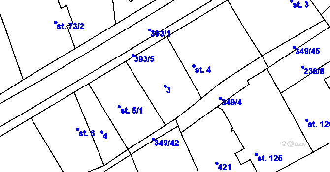 Parcela st. 3 v KÚ Žlunice, Katastrální mapa