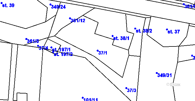 Parcela st. 37/1 v KÚ Žlunice, Katastrální mapa