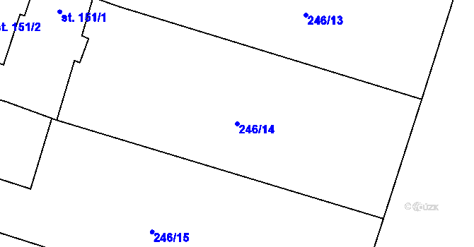 Parcela st. 246/14 v KÚ Žlunice, Katastrální mapa