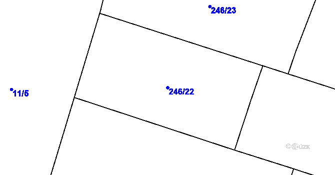 Parcela st. 246/22 v KÚ Žlunice, Katastrální mapa