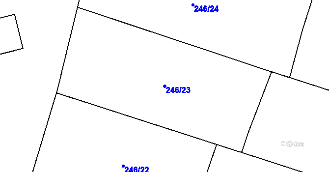 Parcela st. 246/23 v KÚ Žlunice, Katastrální mapa