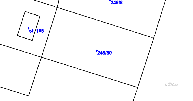 Parcela st. 246/50 v KÚ Žlunice, Katastrální mapa