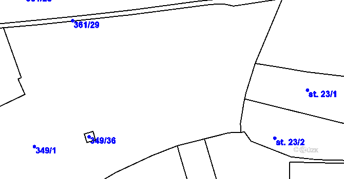 Parcela st. 361/4 v KÚ Žlunice, Katastrální mapa