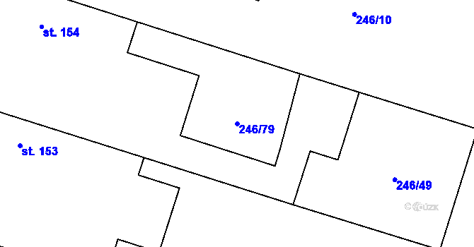 Parcela st. 246/79 v KÚ Žlunice, Katastrální mapa
