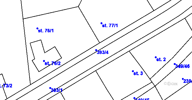 Parcela st. 393/4 v KÚ Žlunice, Katastrální mapa