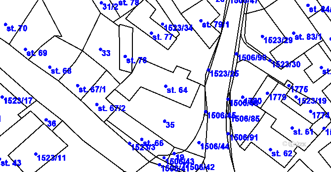 Parcela st. 64 v KÚ Žlutava, Katastrální mapa