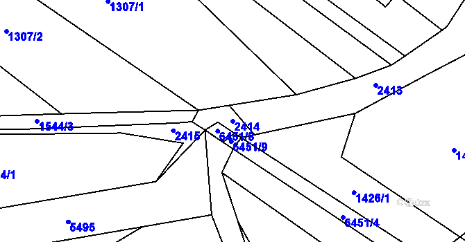Parcela st. 2414 v KÚ Žlutava, Katastrální mapa