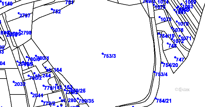 Parcela st. 753/3 v KÚ Žlutava, Katastrální mapa