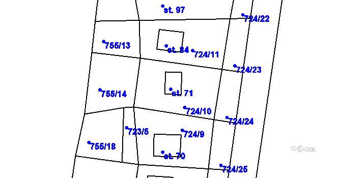 Parcela st. 71 v KÚ Verušice, Katastrální mapa