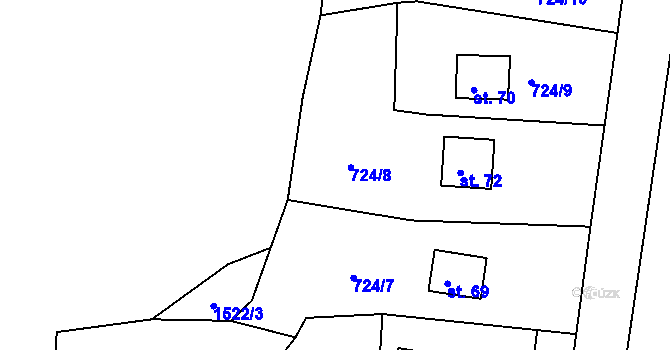 Parcela st. 723/6 v KÚ Verušice, Katastrální mapa