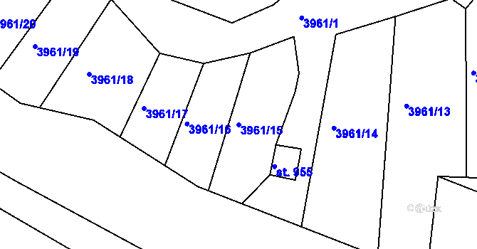 Parcela st. 3961/15 v KÚ Žlutice, Katastrální mapa