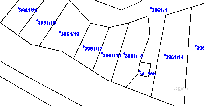 Parcela st. 3961/16 v KÚ Žlutice, Katastrální mapa