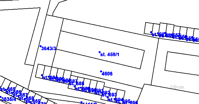 Parcela st. 459/1 v KÚ Žlutice, Katastrální mapa