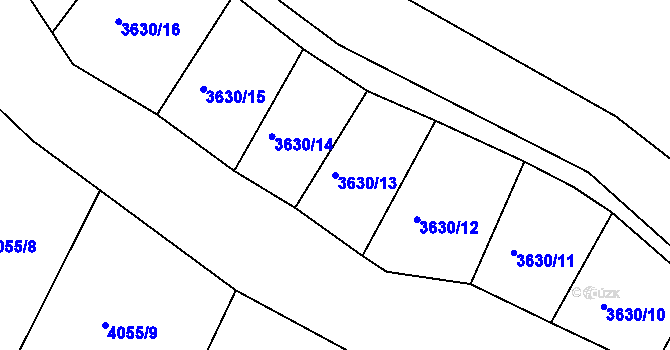 Parcela st. 3630/13 v KÚ Žlutice, Katastrální mapa