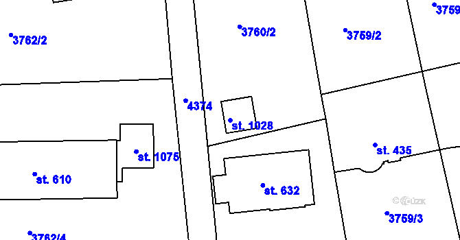 Parcela st. 1028 v KÚ Žlutice, Katastrální mapa