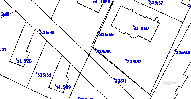 Parcela st. 335/56 v KÚ Žlutice, Katastrální mapa