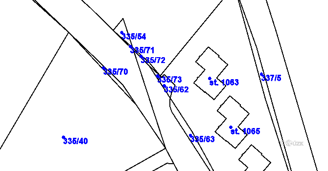 Parcela st. 335/62 v KÚ Žlutice, Katastrální mapa