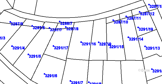 Parcela st. 3291/16 v KÚ Žlutice, Katastrální mapa