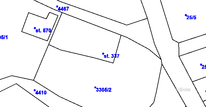 Parcela st. 337 v KÚ Žlutice, Katastrální mapa