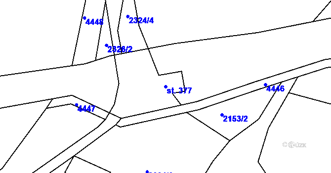 Parcela st. 377 v KÚ Žlutice, Katastrální mapa