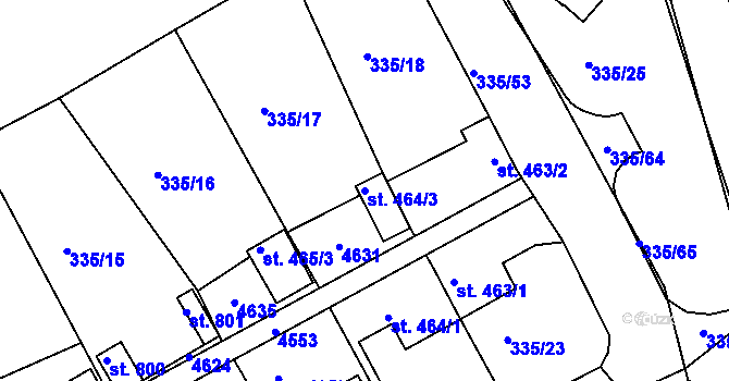 Parcela st. 464/3 v KÚ Žlutice, Katastrální mapa