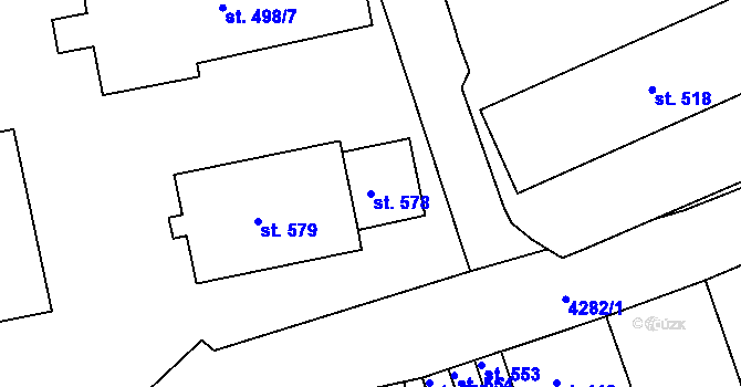Parcela st. 578 v KÚ Žlutice, Katastrální mapa
