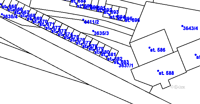 Parcela st. 681 v KÚ Žlutice, Katastrální mapa