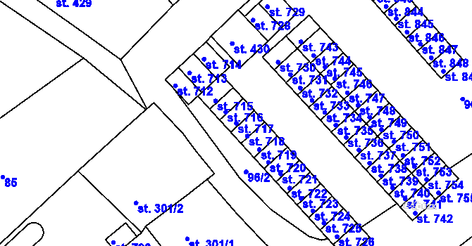 Parcela st. 717 v KÚ Žlutice, Katastrální mapa
