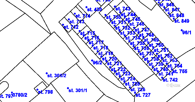 Parcela st. 719 v KÚ Žlutice, Katastrální mapa