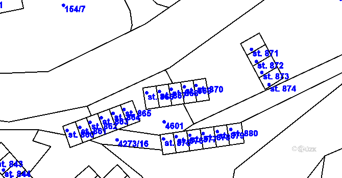 Parcela st. 868 v KÚ Žlutice, Katastrální mapa