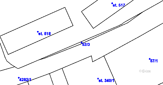 Parcela st. 52/3 v KÚ Žlutice, Katastrální mapa
