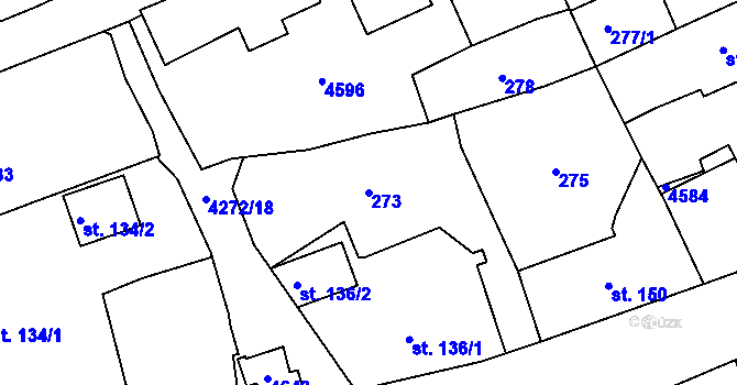 Parcela st. 273 v KÚ Žlutice, Katastrální mapa