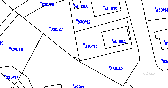 Parcela st. 330/13 v KÚ Žlutice, Katastrální mapa