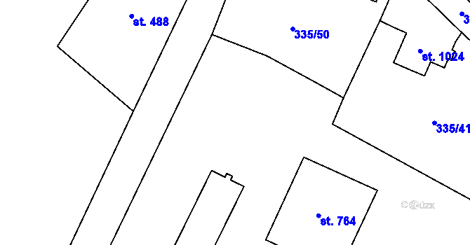 Parcela st. 335/3 v KÚ Žlutice, Katastrální mapa