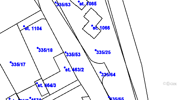 Parcela st. 335/25 v KÚ Žlutice, Katastrální mapa