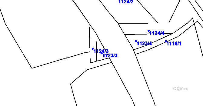 Parcela st. 1123/3 v KÚ Žlutice, Katastrální mapa