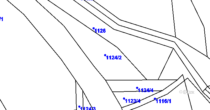 Parcela st. 1124/2 v KÚ Žlutice, Katastrální mapa