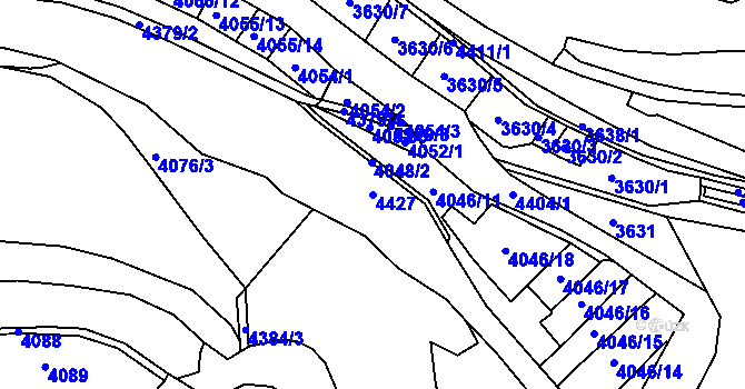 Parcela st. 4427 v KÚ Žlutice, Katastrální mapa