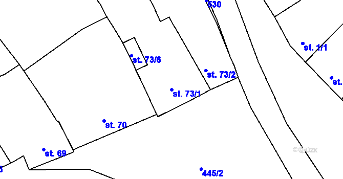 Parcela st. 73/1 v KÚ Žopy, Katastrální mapa