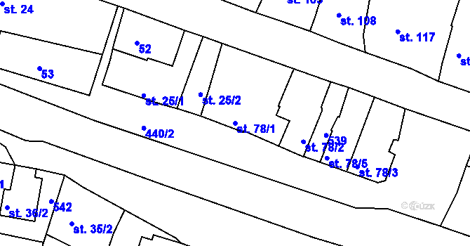 Parcela st. 78/1 v KÚ Žopy, Katastrální mapa