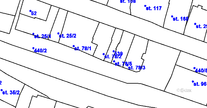 Parcela st. 78/2 v KÚ Žopy, Katastrální mapa