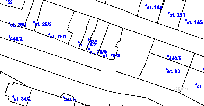 Parcela st. 78/3 v KÚ Žopy, Katastrální mapa