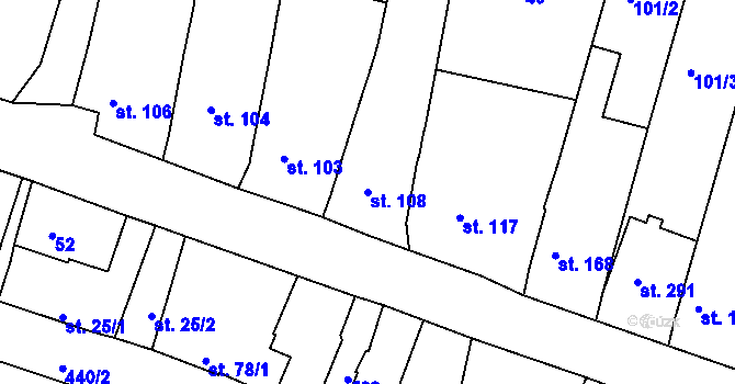 Parcela st. 108 v KÚ Žopy, Katastrální mapa