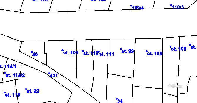 Parcela st. 111 v KÚ Žopy, Katastrální mapa