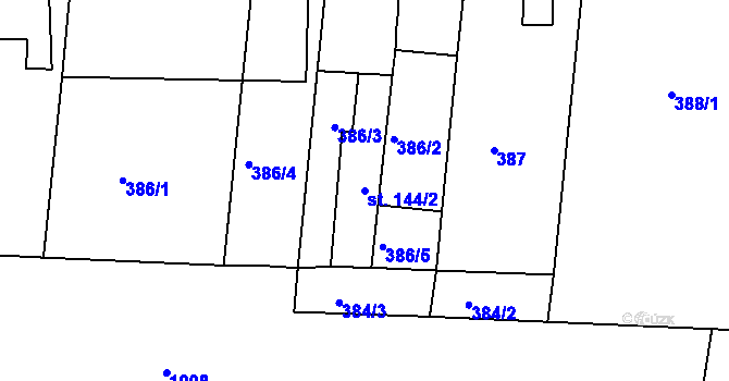 Parcela st. 144/2 v KÚ Žopy, Katastrální mapa