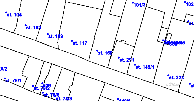 Parcela st. 168 v KÚ Žopy, Katastrální mapa