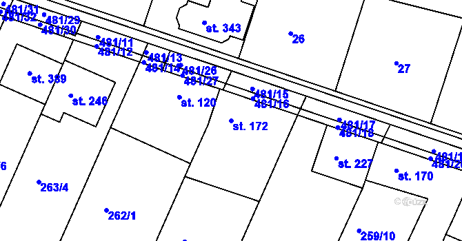 Parcela st. 172 v KÚ Žopy, Katastrální mapa